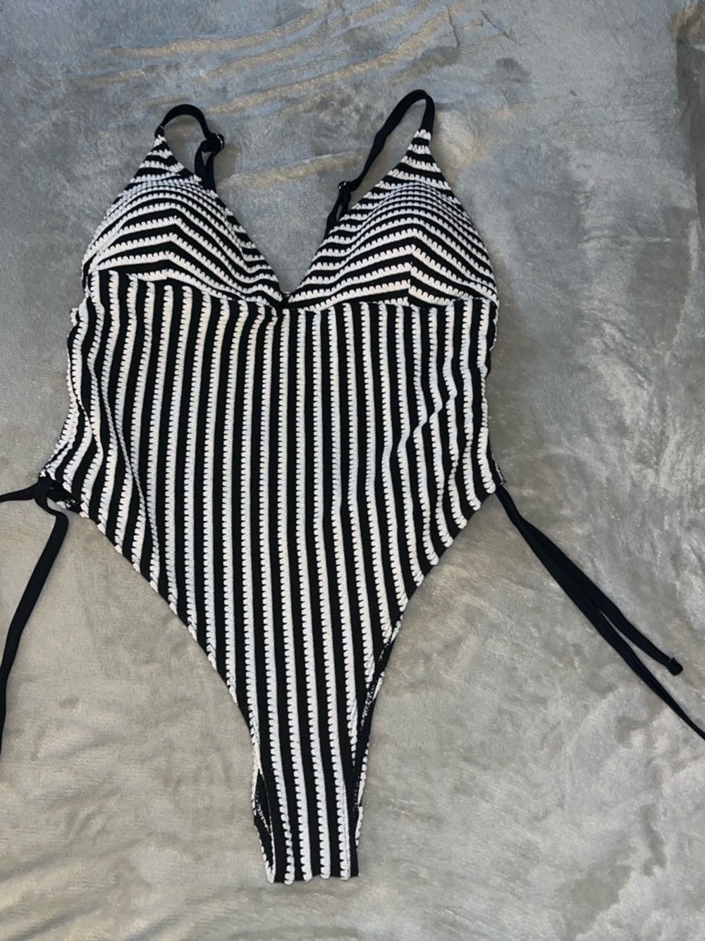Black & White Striped One-Piece Swimsuit